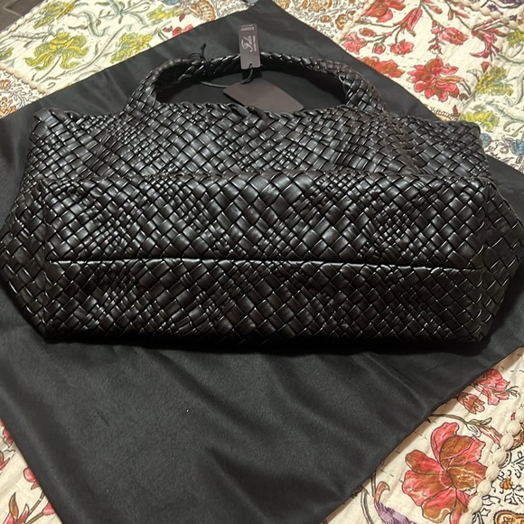 FALOR FIRENZE Hand Woven Italian Leather Tote Bag Black F7349T - Picture 7 of 11